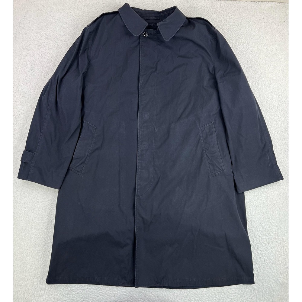 American Apparel Cortes Vintage Military Rain Coat Men 48R Black Lined Trench